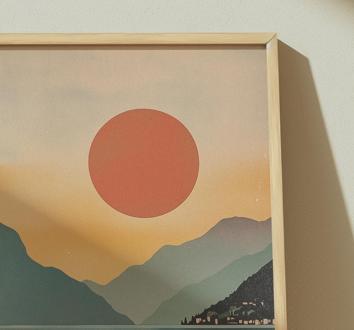 Vintage Lake Como Travel Poster, Abstract Italy Art - Image 2