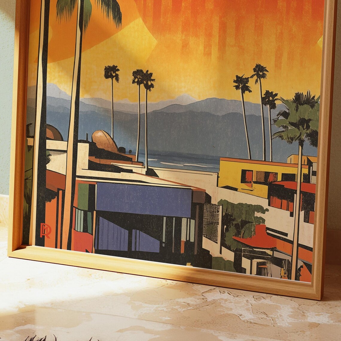Los Angeles Sunset Vintage Retro Mid-Century Poster - Image 2