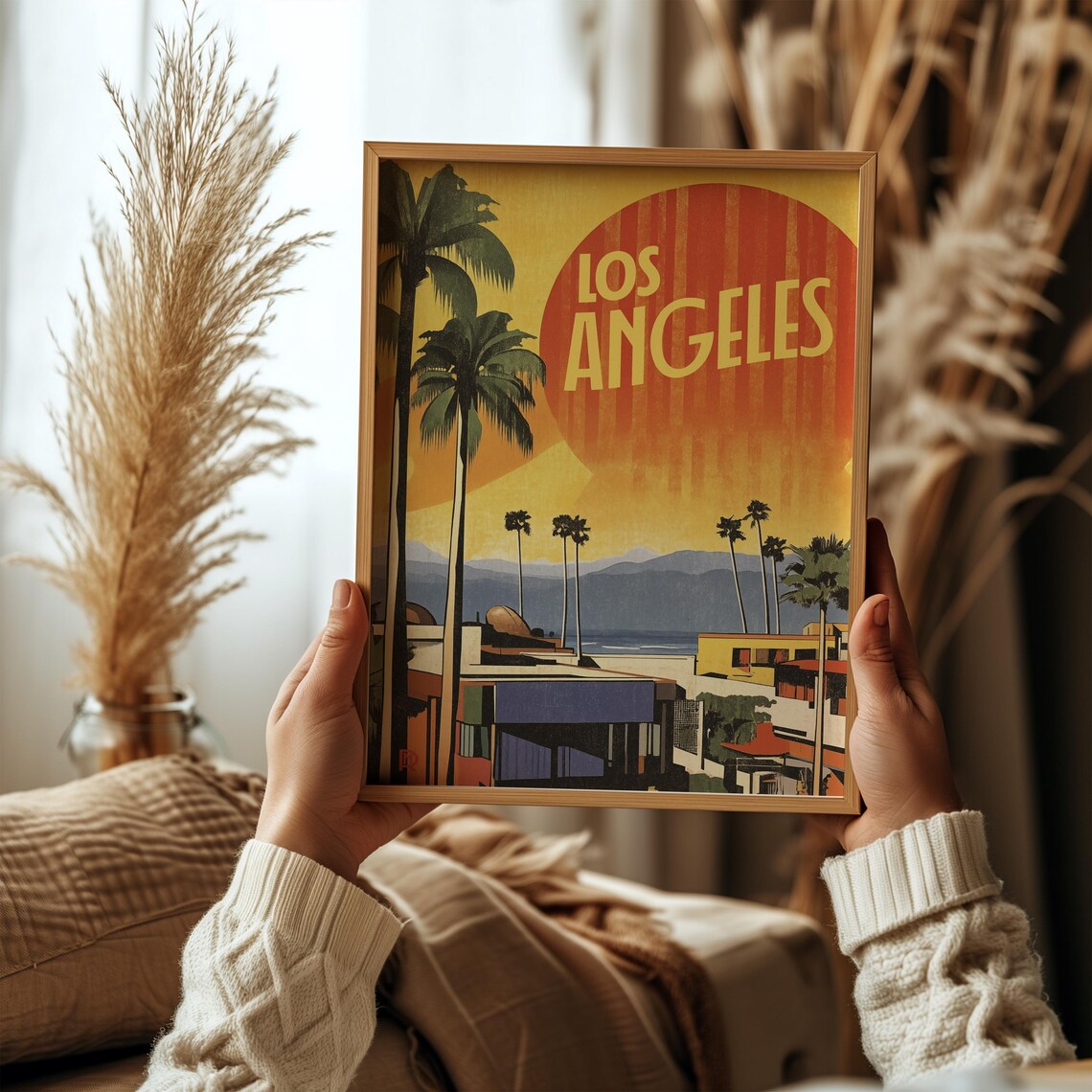 Los Angeles Sunset Vintage Retro Mid-Century Poster - Image 5