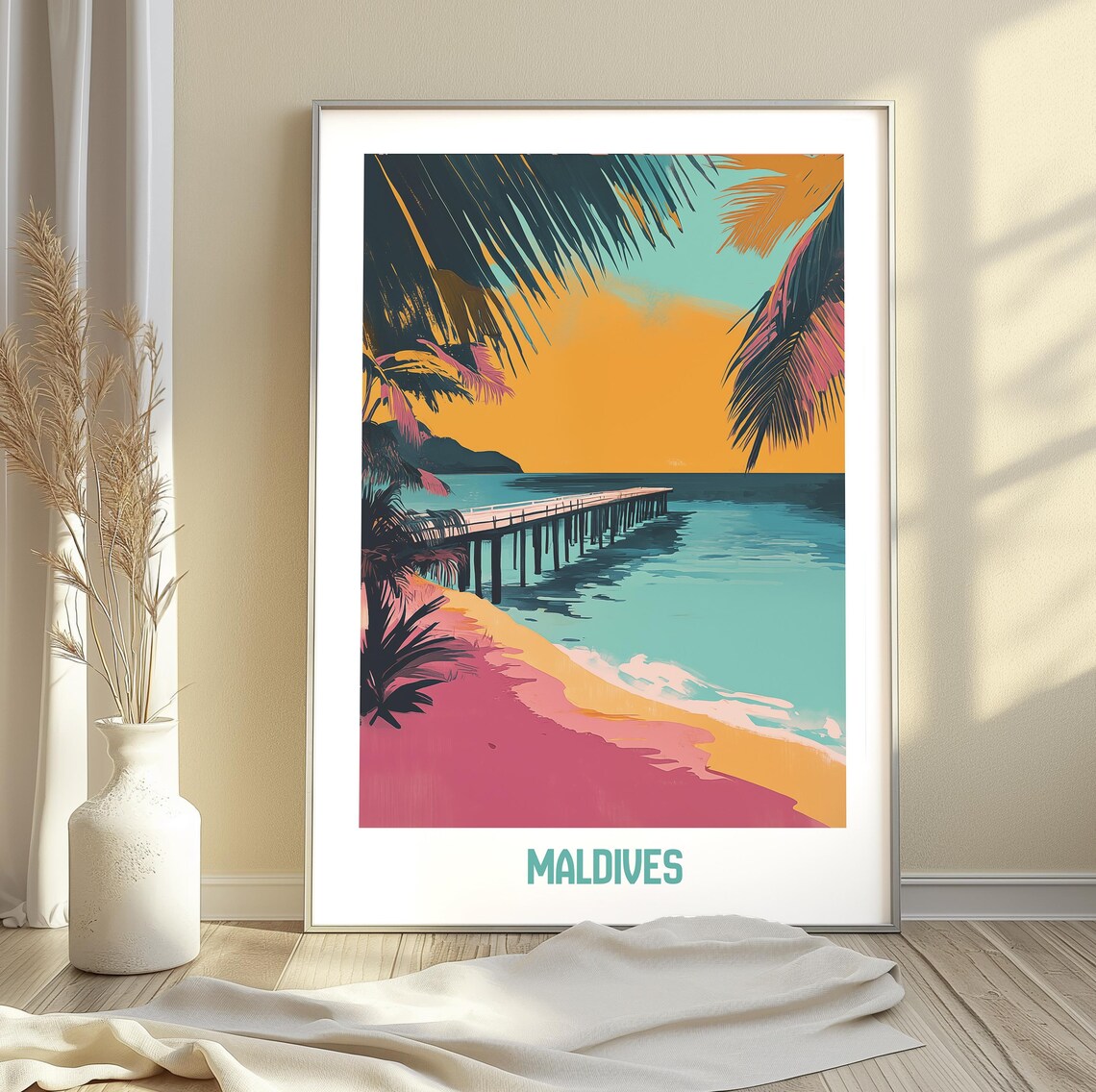 Maldives Travel Poster Tropical Paradise Art Print