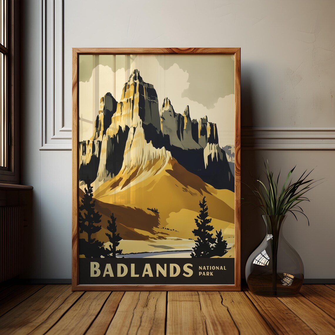 Badlands National Park Golden Buttes Retro Scenic Artwork Poster - Image 3