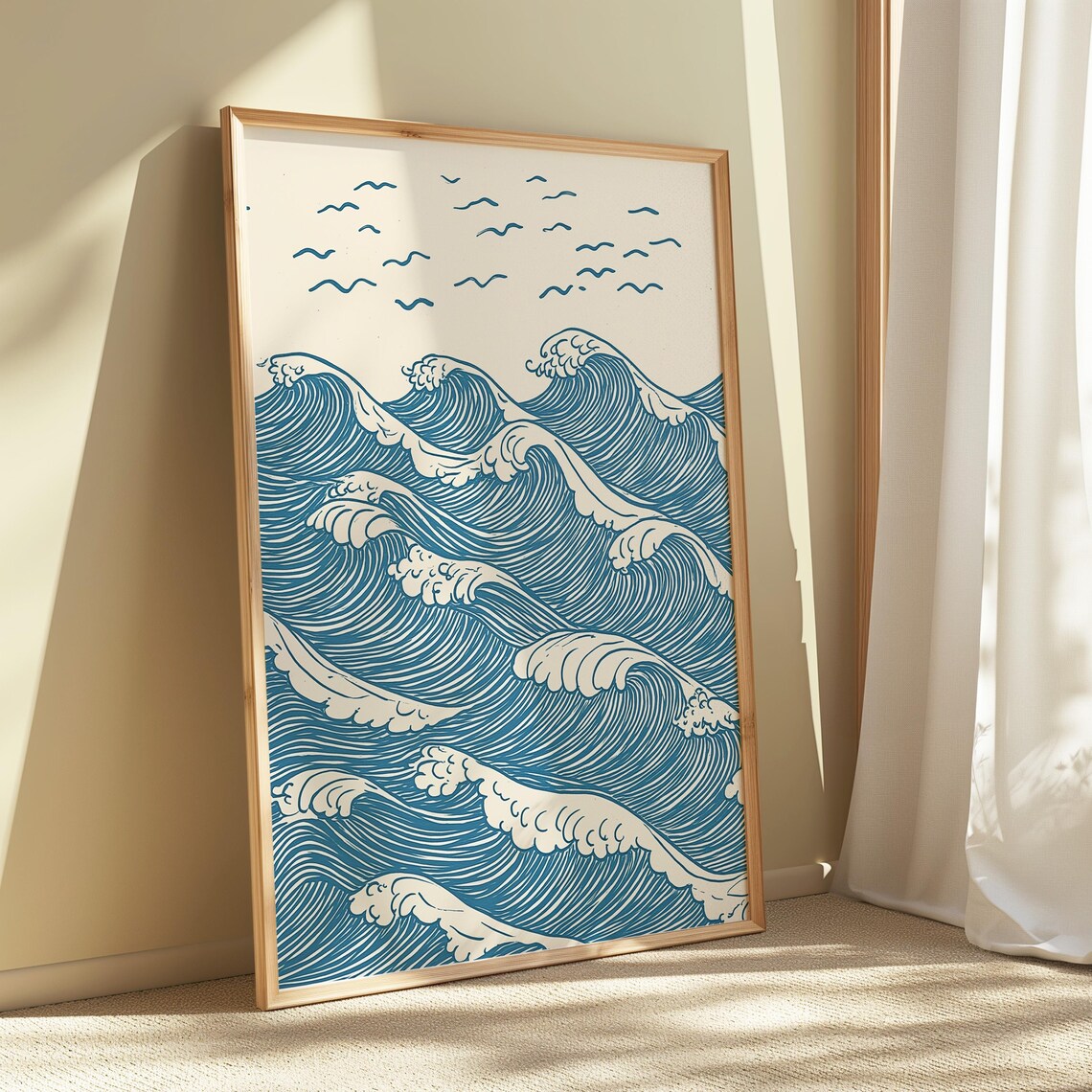 Great Waves Hokusai-Inspired Art Print, Vintage Japanese