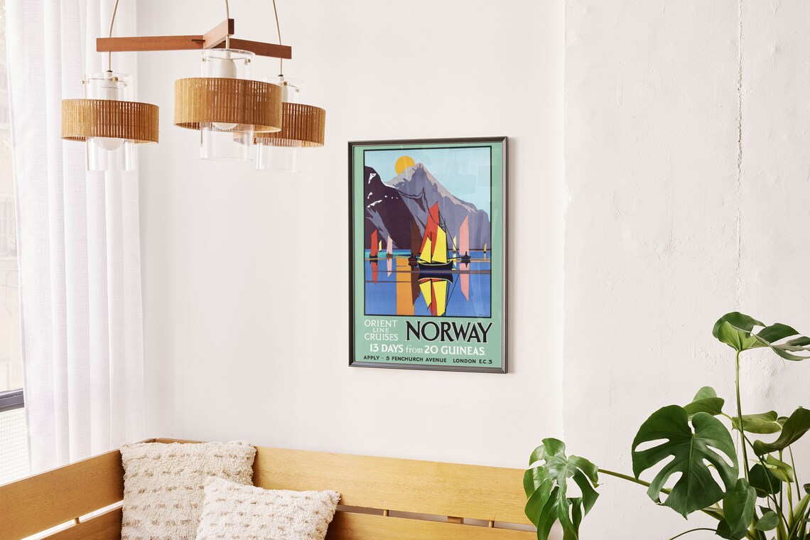 Orient Line Norway Cruises Vintage Fjords Sailing Travel Poster - Image 3