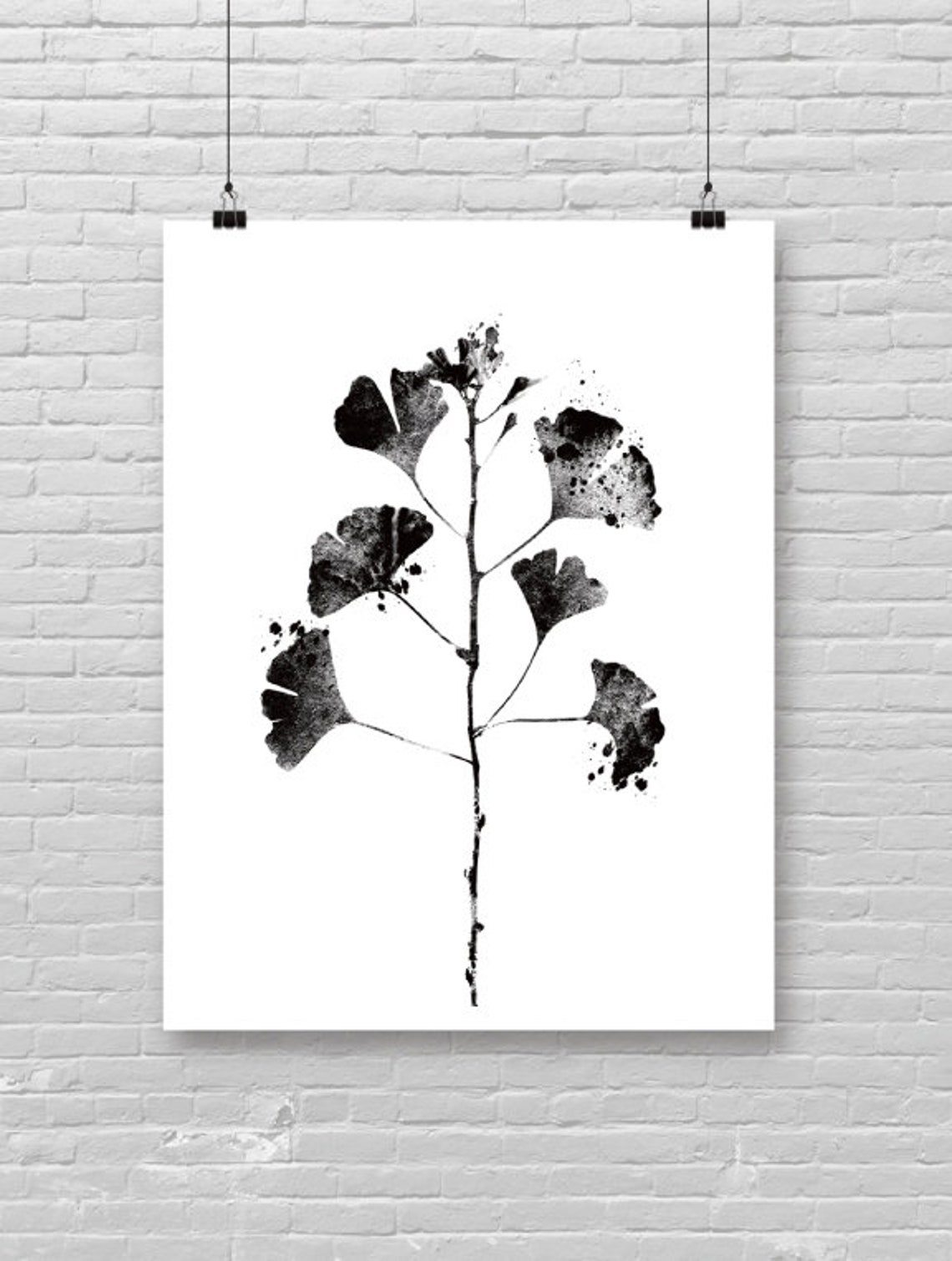Ginkgo Leaf Tropical Poster Minimalist Print Botanical Leaves Modern Art