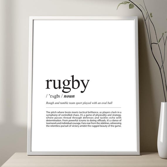 Rugby Definition Print Minimalist Poster Sport Art Wall Decor Cool