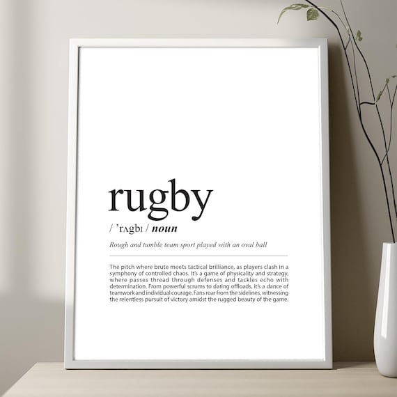 Rugby Dictionary Definition Typography Minimalist Black White Sport Poster
