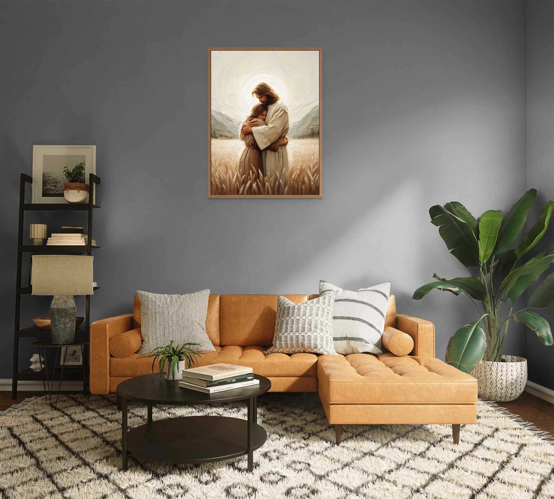 Divine Embrace Christian Painting Jesus Hugging A Woman Picture Of Jesus Art Lds Art Bible Wall Art Jesus And Girl Christian Prints - Image 2