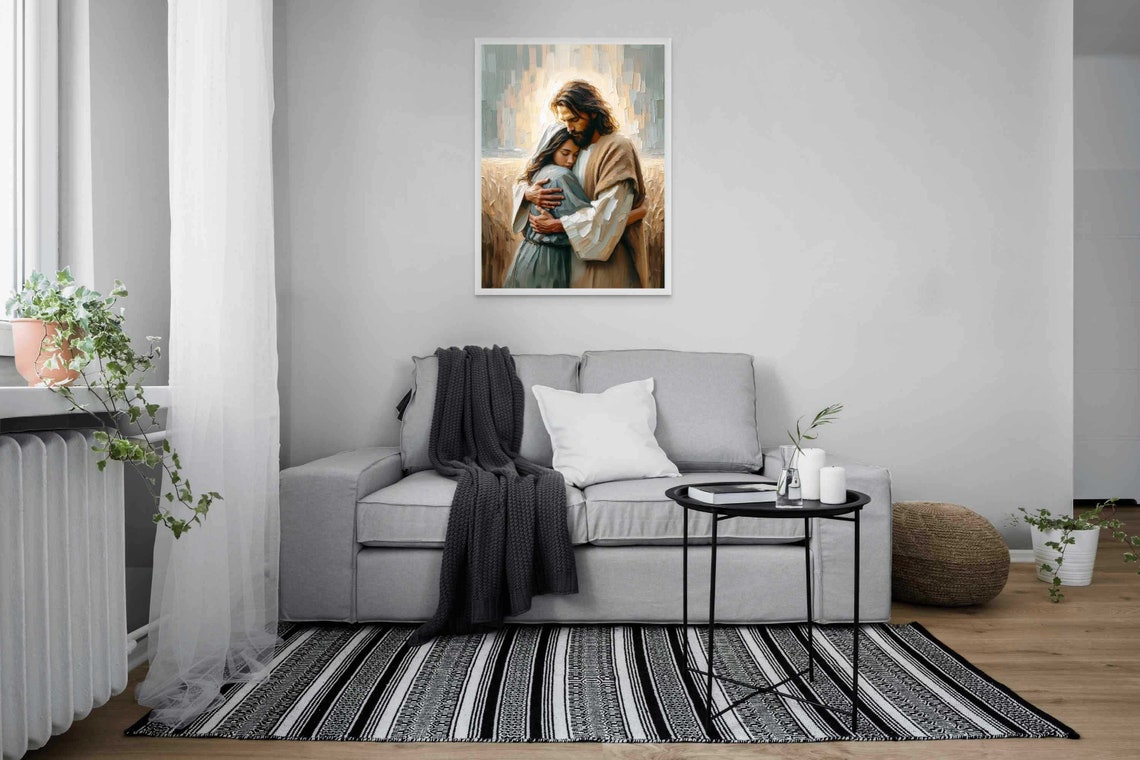 His Faith Christian Wall Art Jesus And Girl Jesus Wall Art Lds Art Bible Verse Wall Art Picture Of Jesus Christ Christian Painting - Image 4