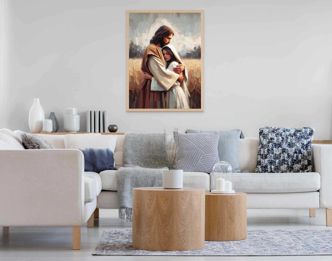 Jesus Christ Embracing Young Woman In Golden Wheat Field Christian Poster - Image 6