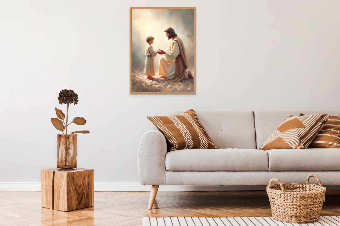 A Gentle Reminder Christian Art Jesus And Boy Picture Of Jesus Lds Painting Bible Print Jesus Art Jesus With Children Png - Image 6