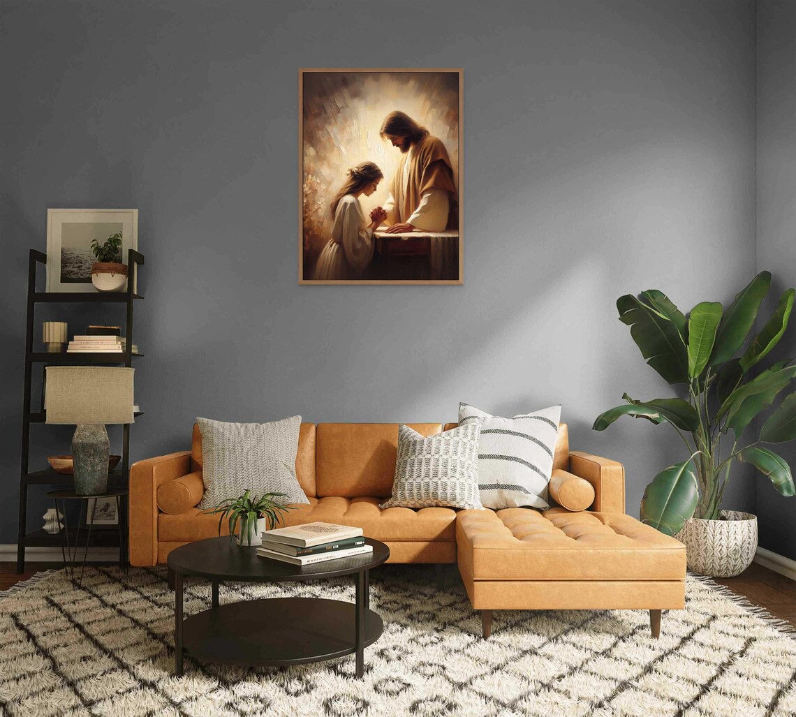 Divine Touch Christian Wall Art Jesus And Girl Art Jesus Wall Art Lds Prints Bible Painting Jesus Heals A Woman Jesus Christ Art - Image 2
