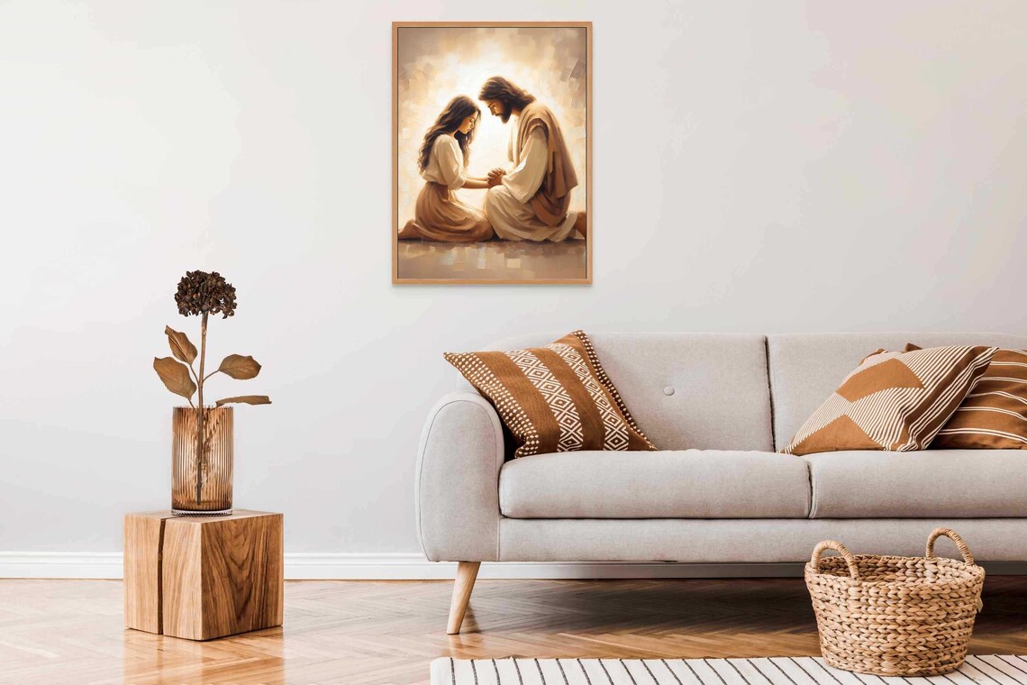 Comfort In Him, Jesus Hugging Girl Art Print - Image 7
