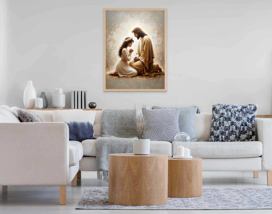 Jesus And Woman Modern Christian Art Jesus Praying With Girl Picture Of Jesus Lds Painting Bible Art Jesus And Girl Christian Prints - Image 6