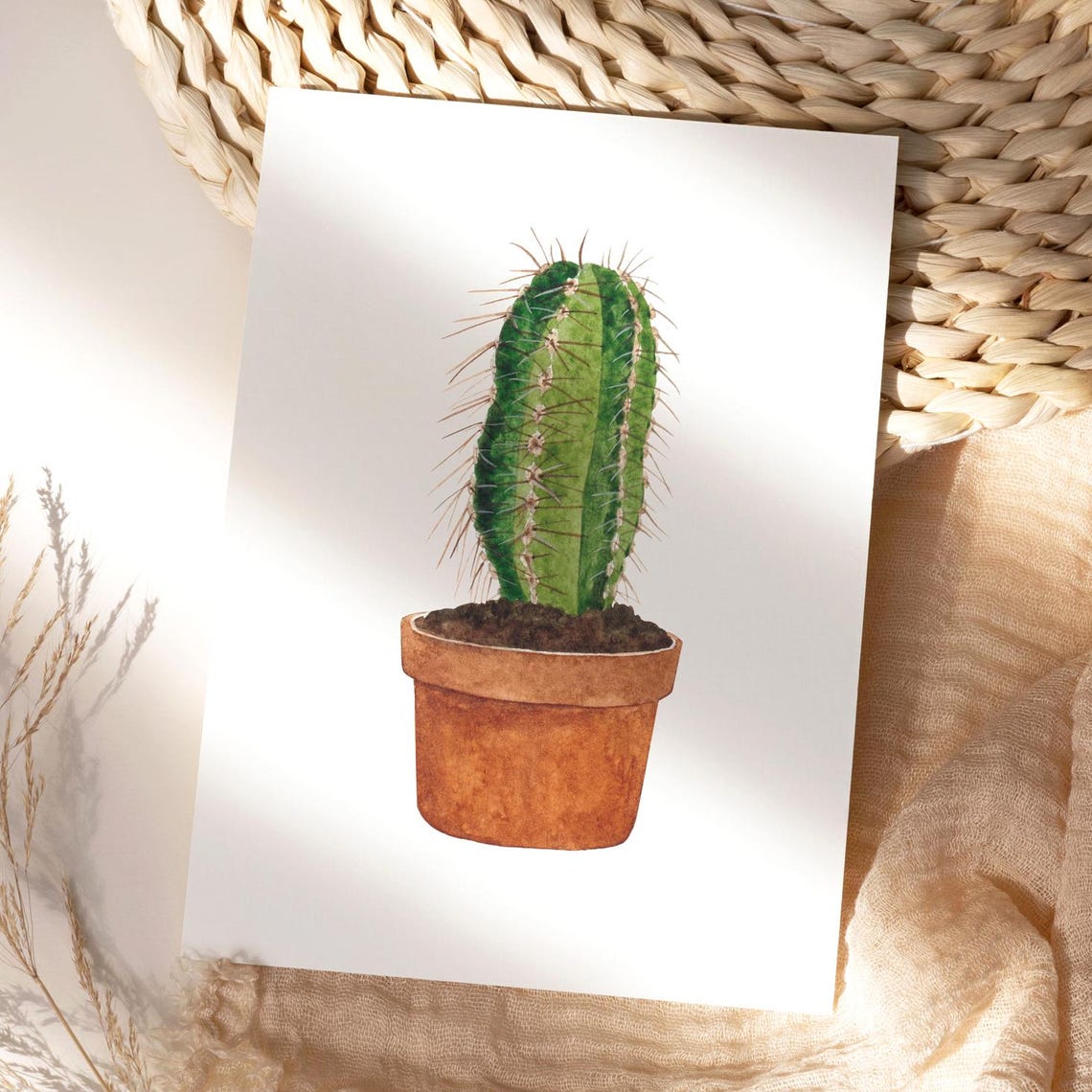Cactus Watercolour Wall Art Botanical Greenery Decor Minimalist Plant Instant