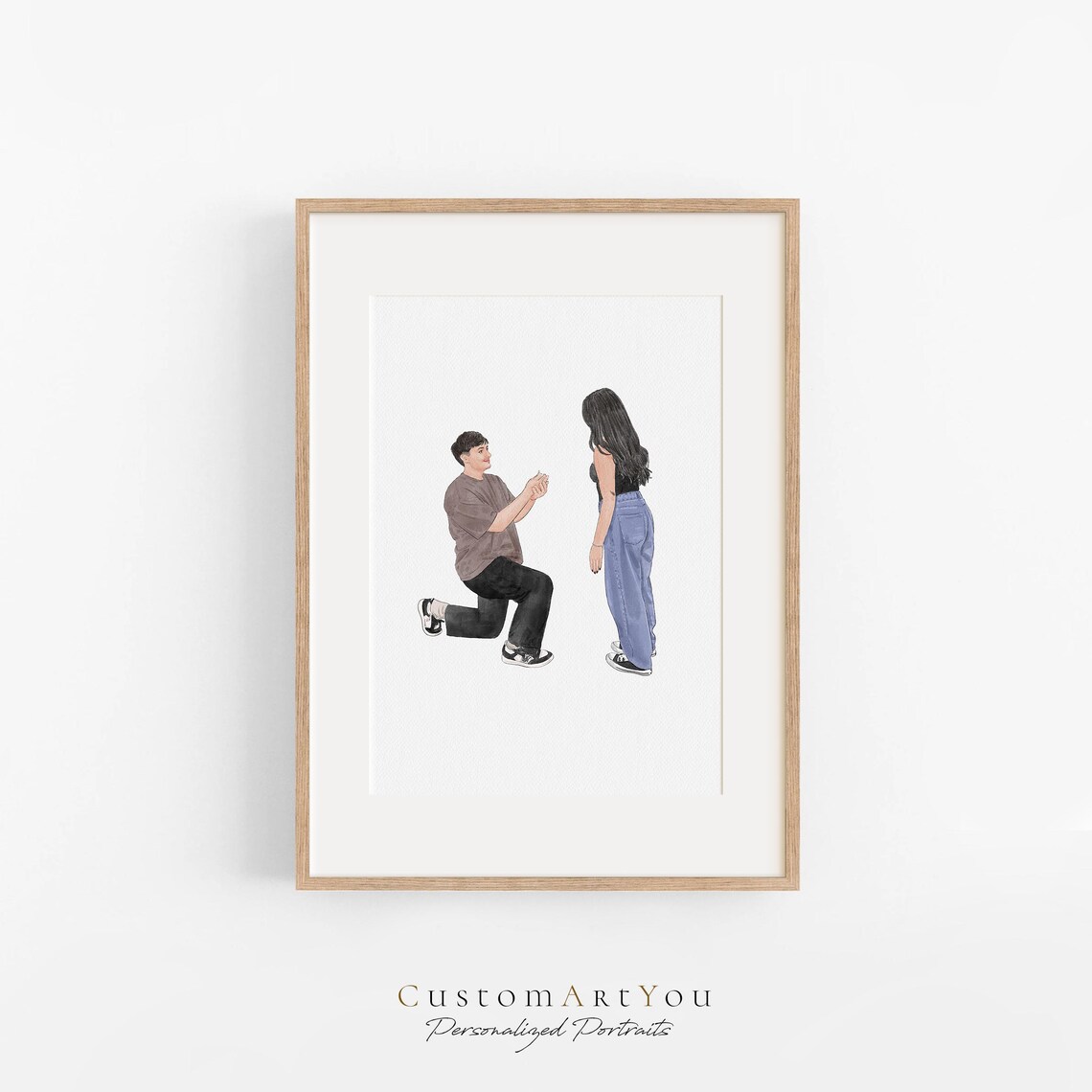 Maddie and Henry Wedding Couple Custom Watercolor Portrait Poster - Image 2