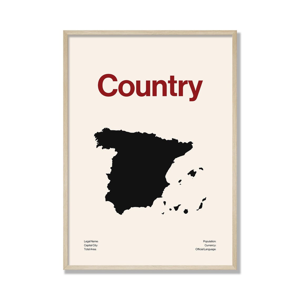 Custom Country Map Personalized Minimalist Silhouette Poster Gift