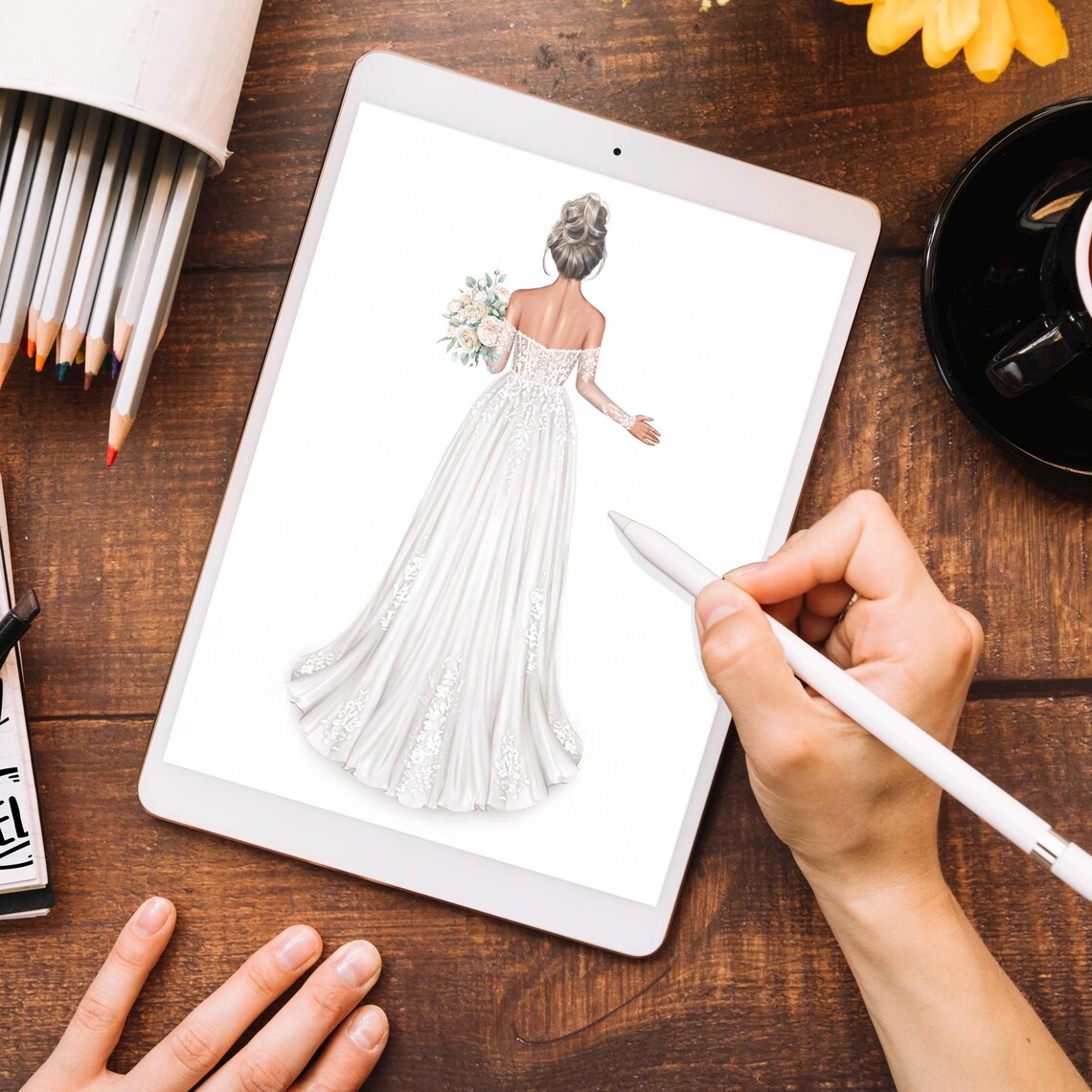 Custom Dress Drawing for Bride Bridesmaids - Image 2