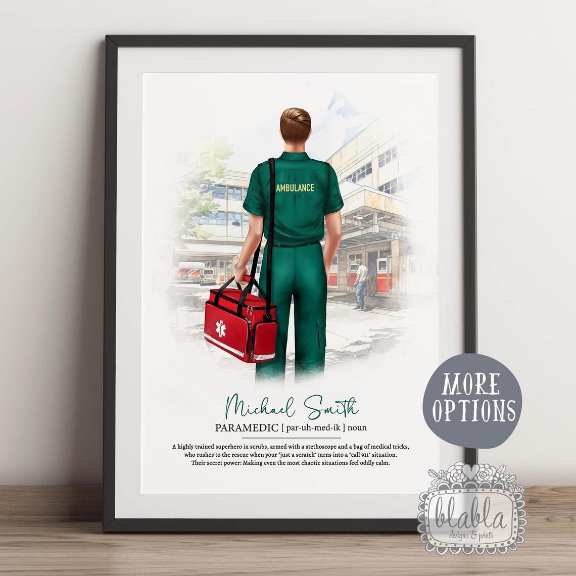 Funny Paramedic Definition Ambulance Superhero Quote Portrait Poster