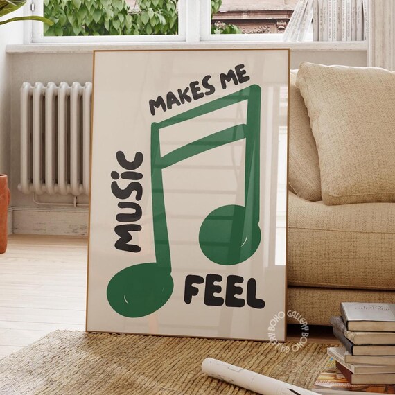 Music Note Poster, Retro Preppy Room Decor