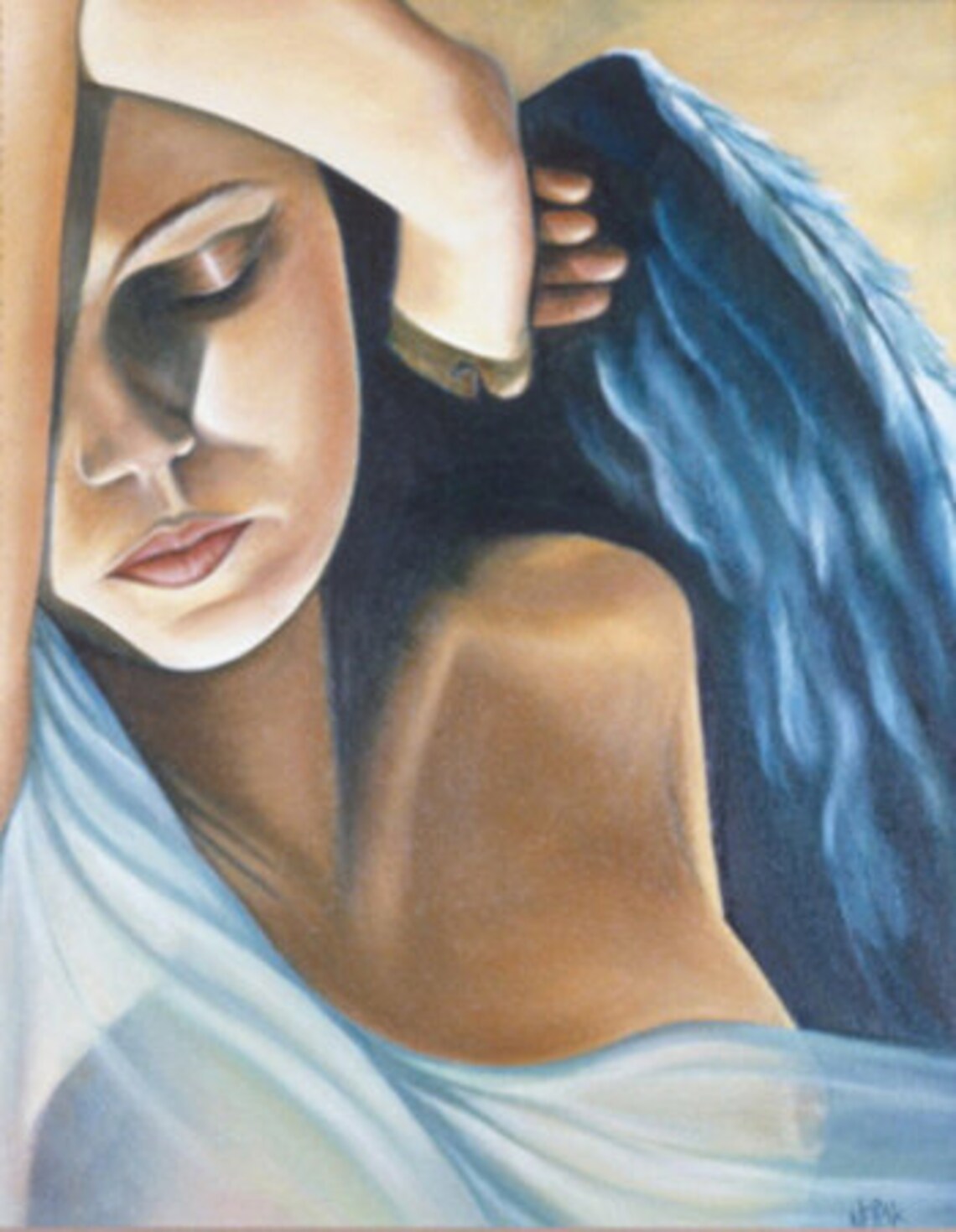 Sleeping Angel Blue Wings Serene Woman Portrait Dream Art Poster - Image 5