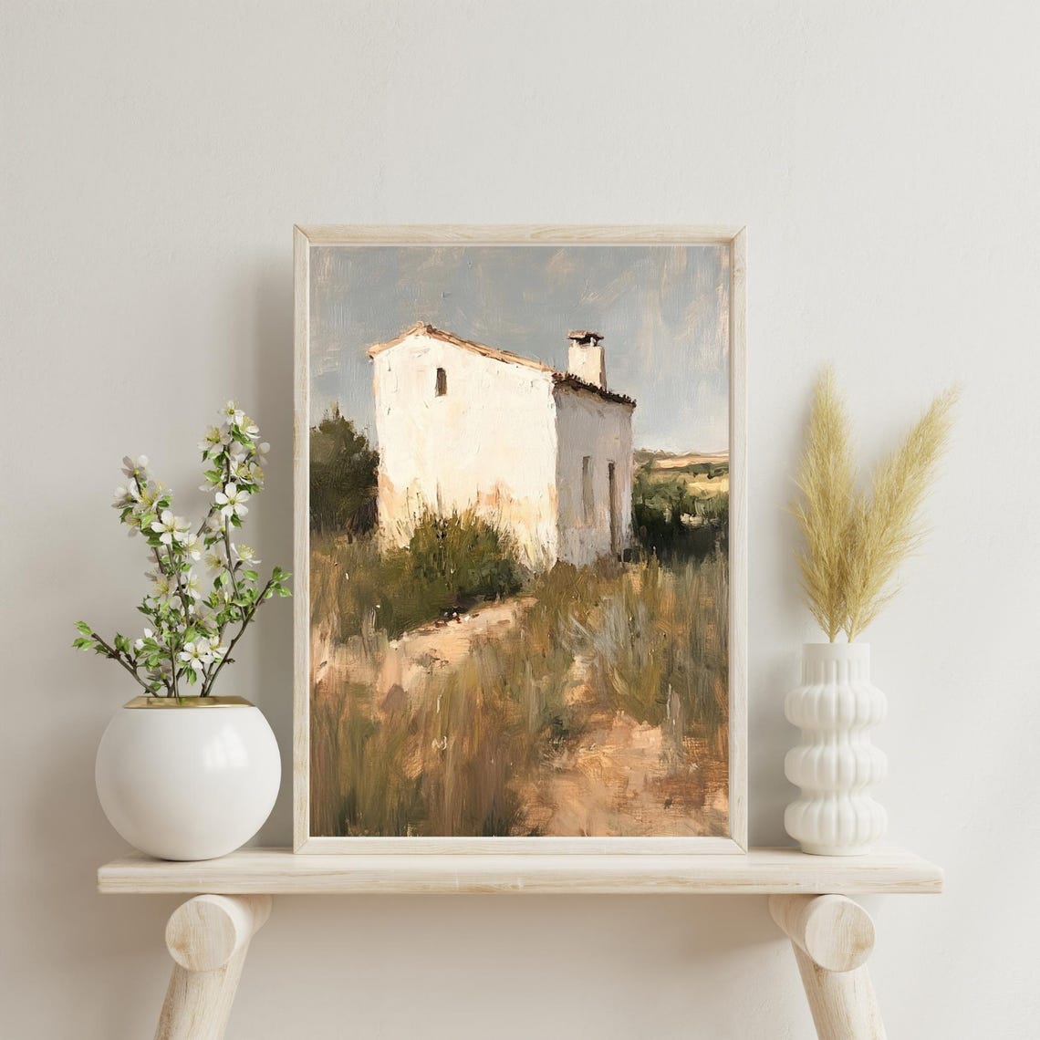 Vintage Building Wall Art Print White Stone Art Oil Painting Rustic Wall Art Historic Painting Minimalist Art Classic Oil Painting - Image 2