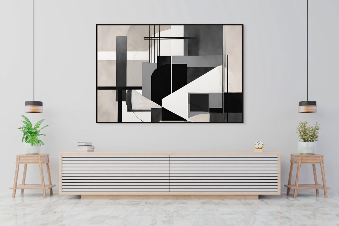 Black And White Geometric Abstract Minimalist Modern Line Poster - Image 2