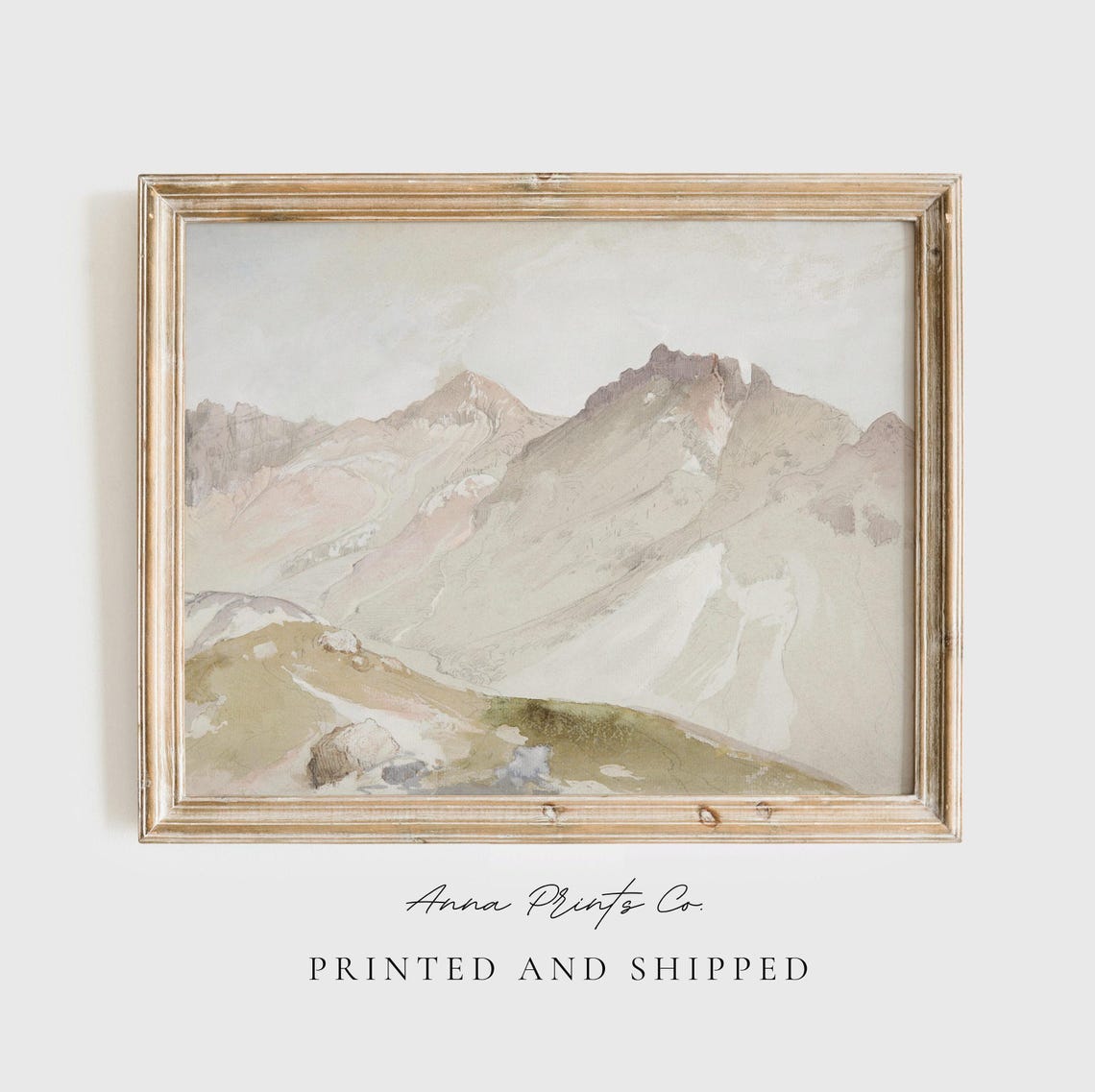 Utah Mountains Antique Watercolor Sketch Landscape Art Print