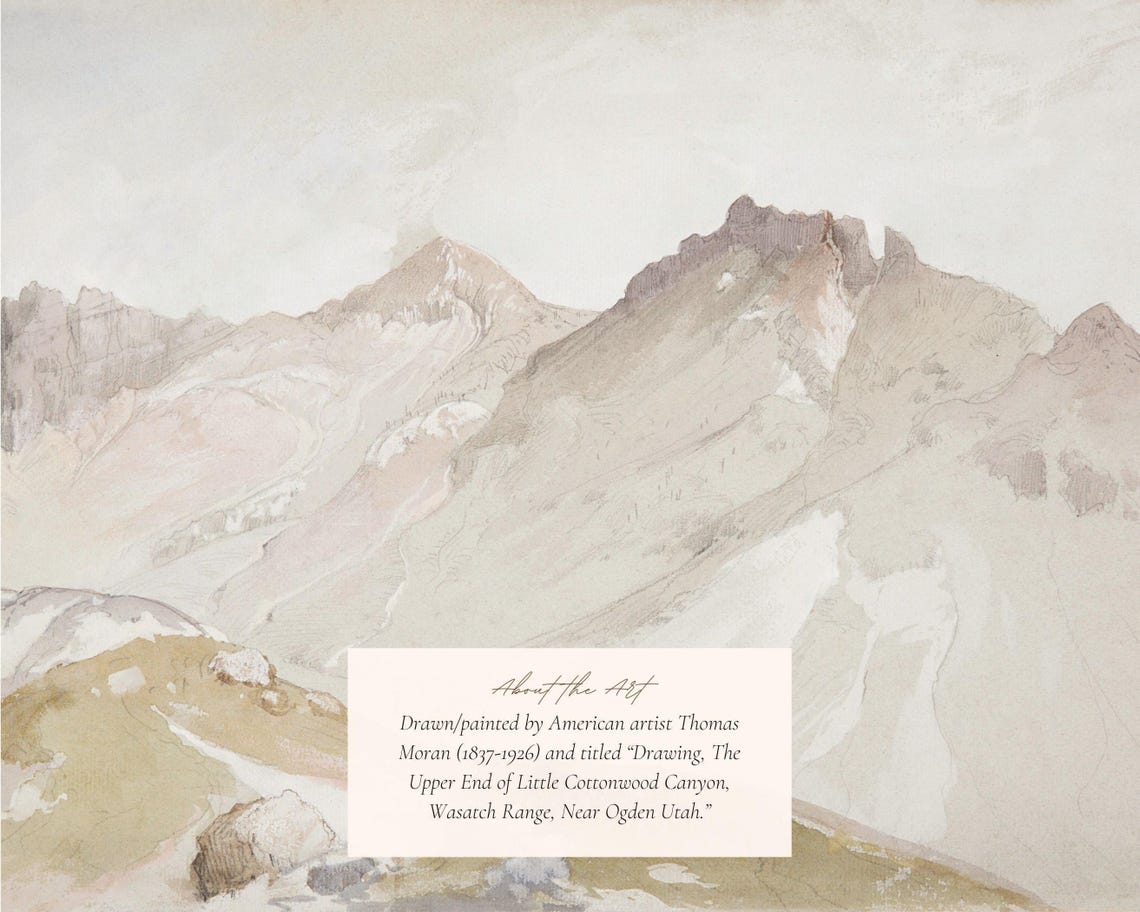 Utah Mountains Antique Watercolor Sketch Landscape Art Print - Image 2