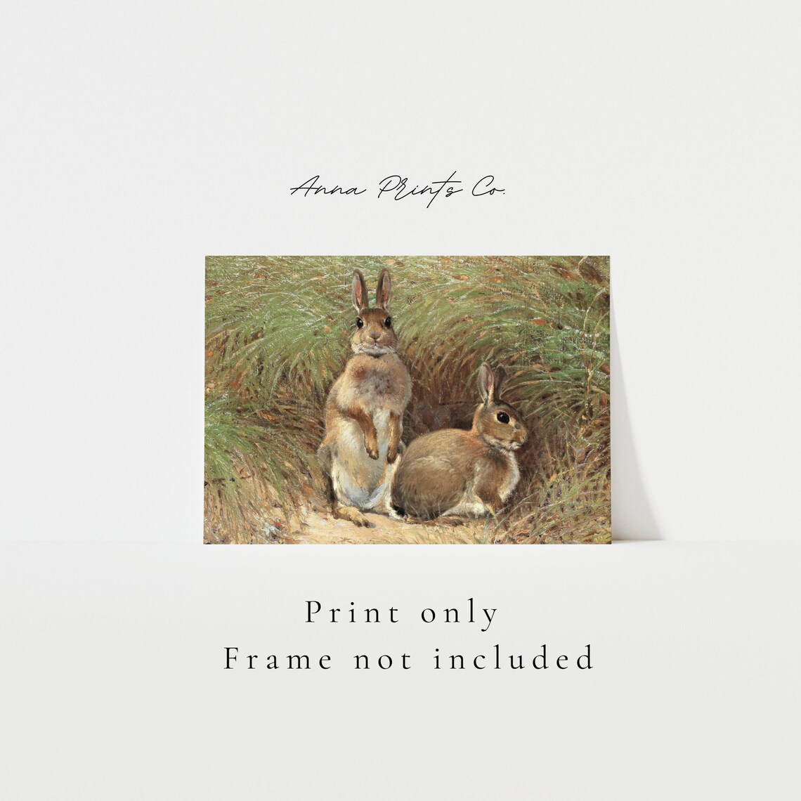 Antique Rabbit Painting, Vintage Cottagecore Art Print - Image 3