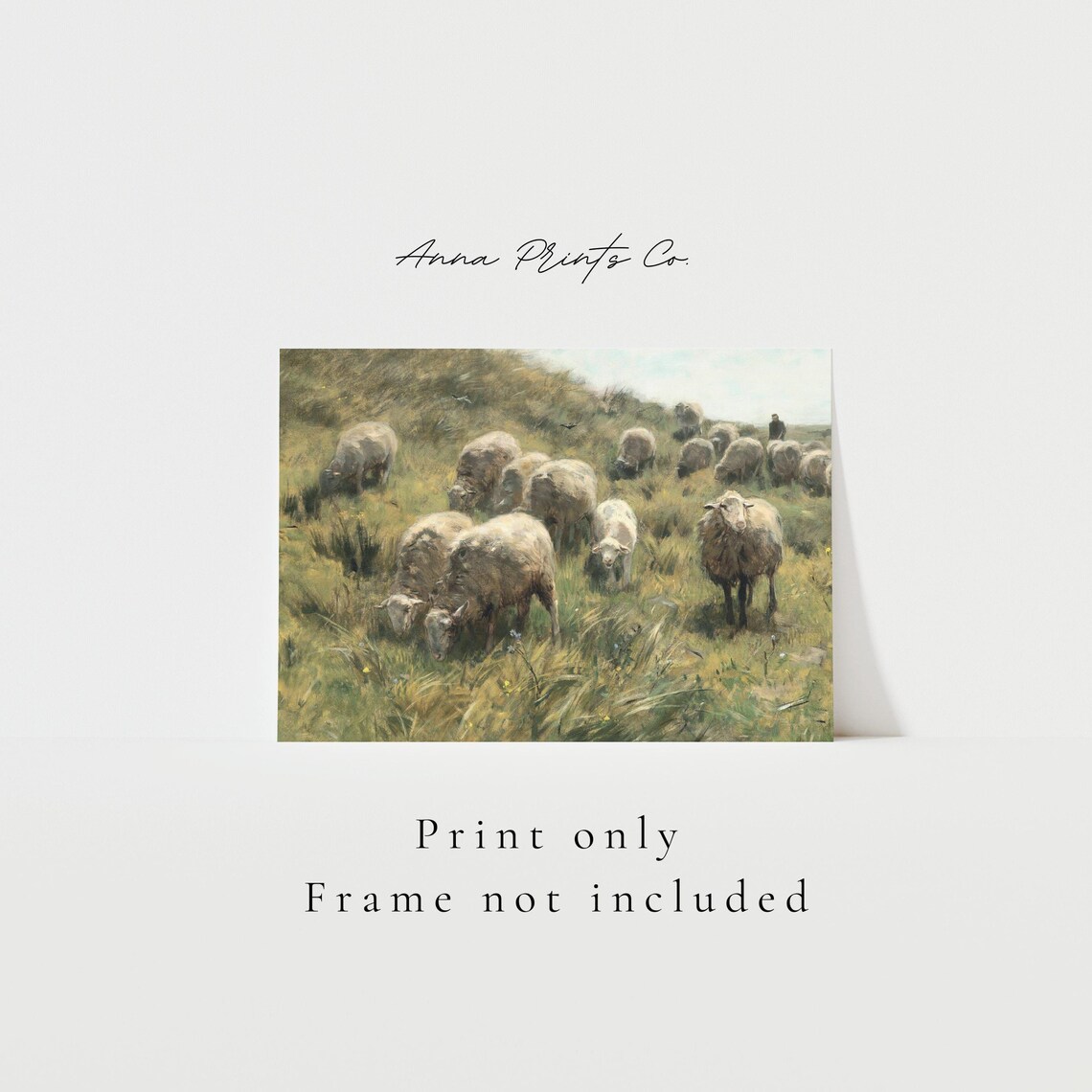 Sheep Grazing Victorian Landscape, Vintage Art Print - Image 3