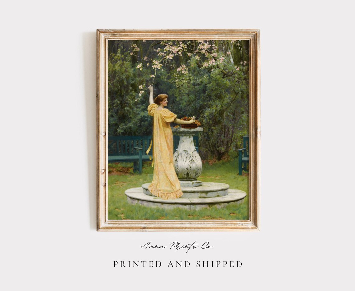 Victorian Woman Portrait, Vintage Garden Art Print