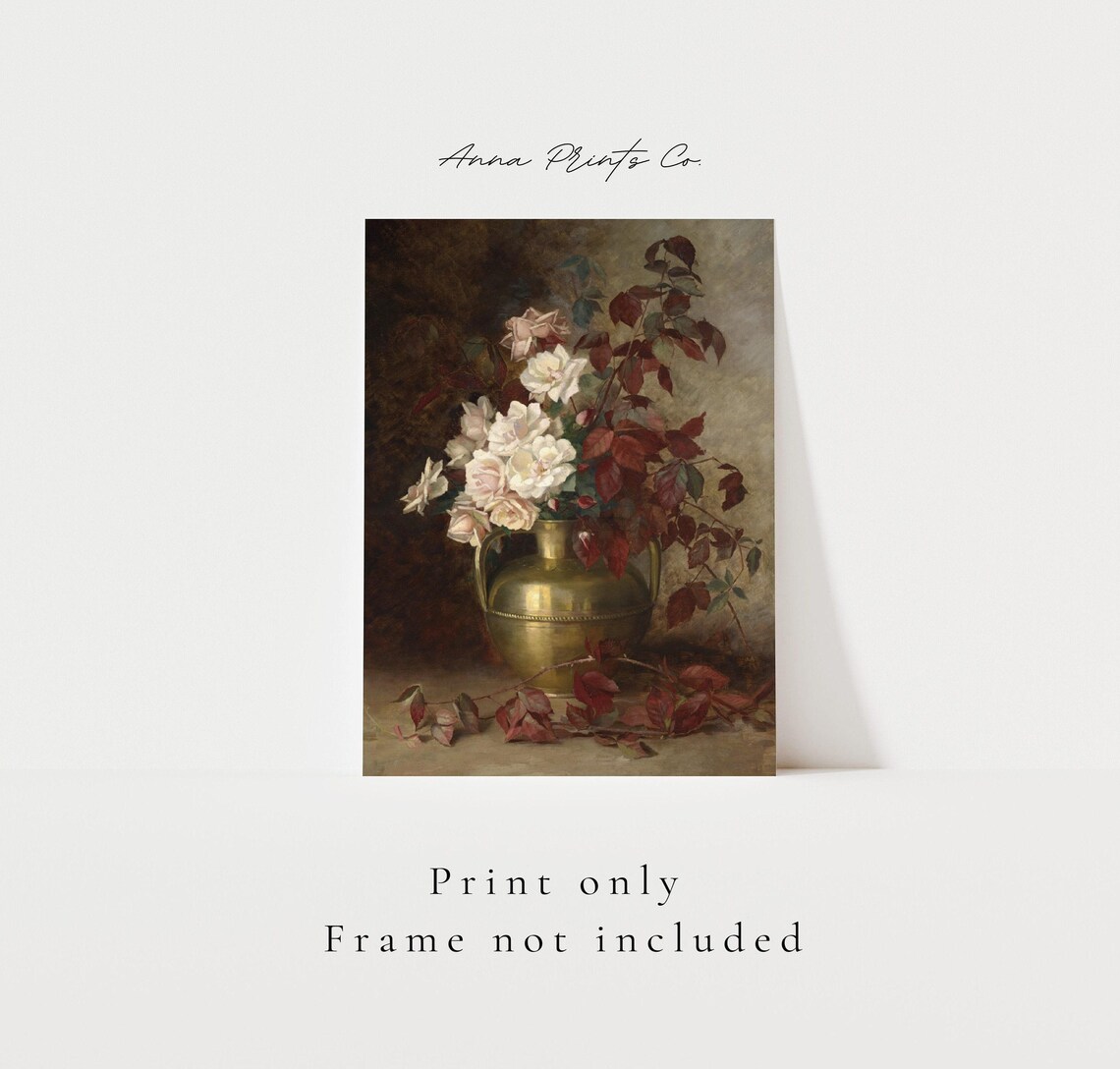 Antique Rose Bouquet Vintage Still Life Art Print - Image 3