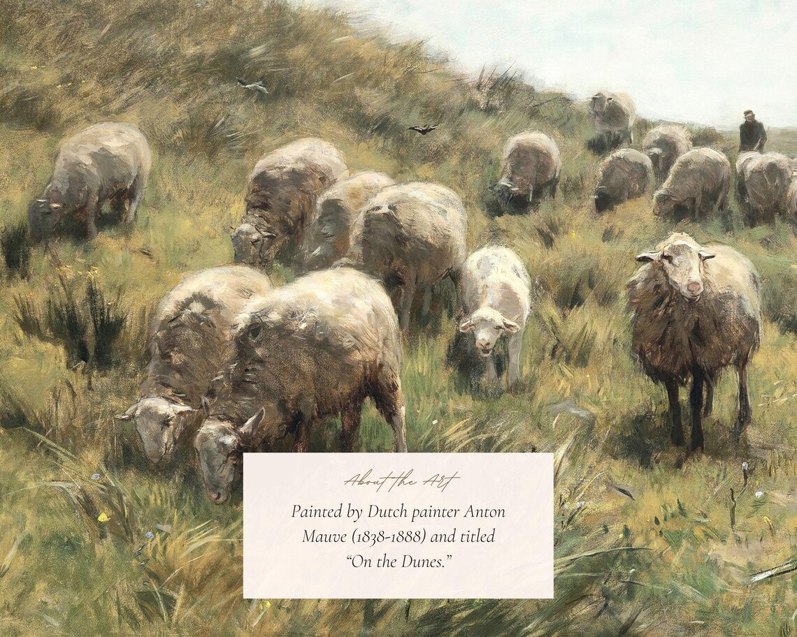 Sheep Grazing Victorian Landscape, Vintage Art Print - Image 2