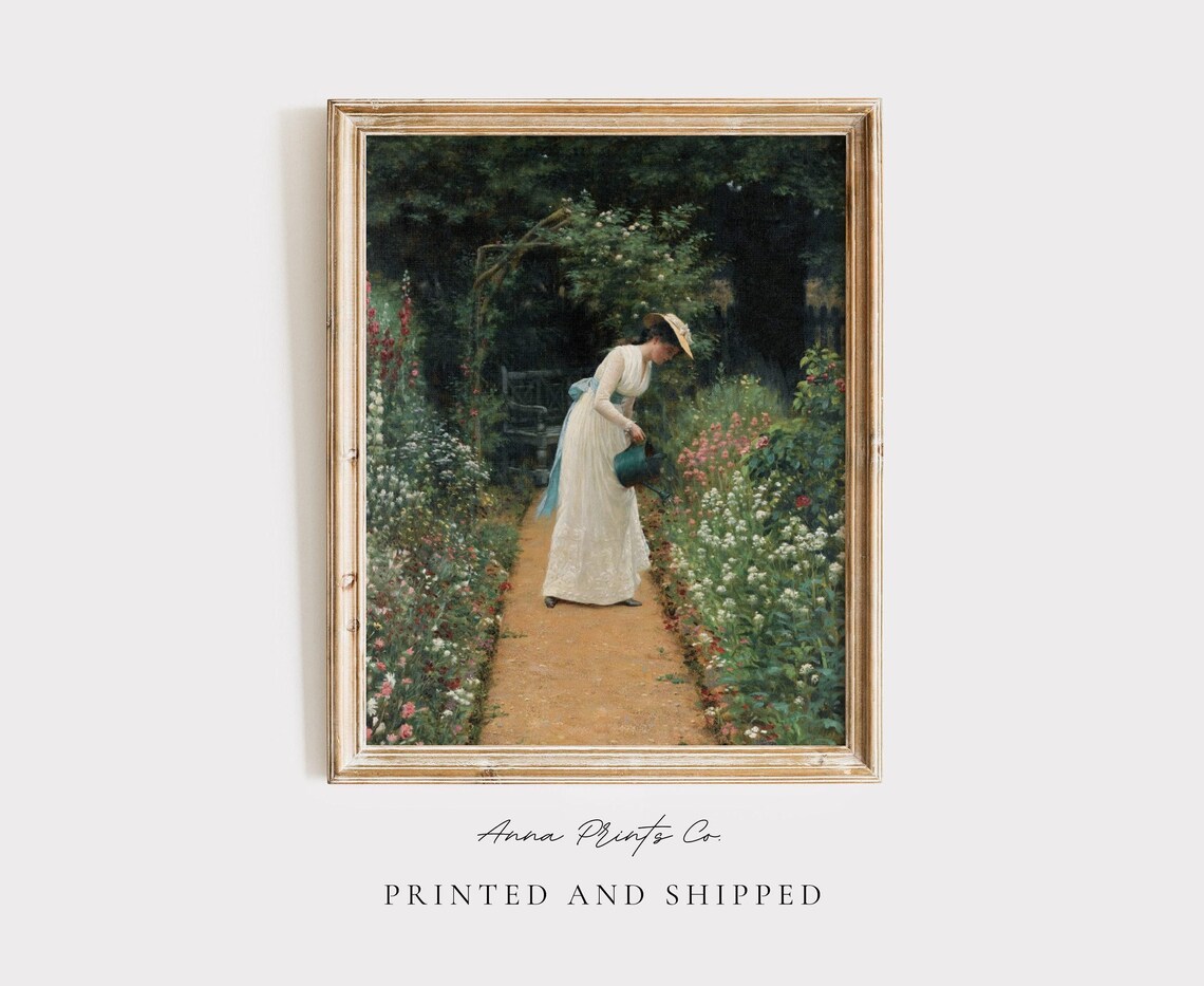 My Lady's Garden Vintage Oil Painting Art Print