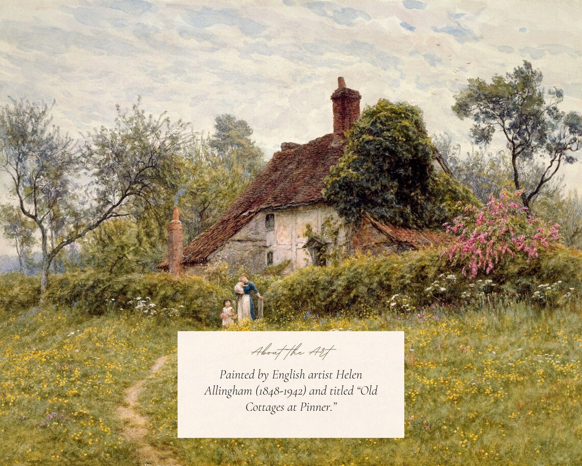 Antique Countryside Cottage, Vintage Farmhouse Art Print - Image 2