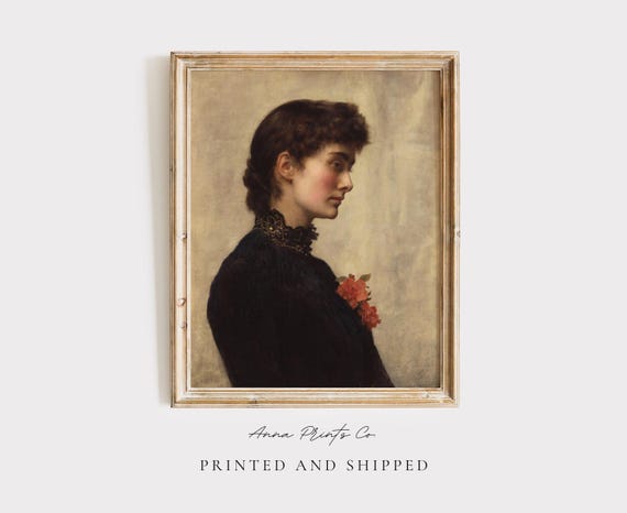 Vintage Woman Portrait Painting, Victorian Art Print