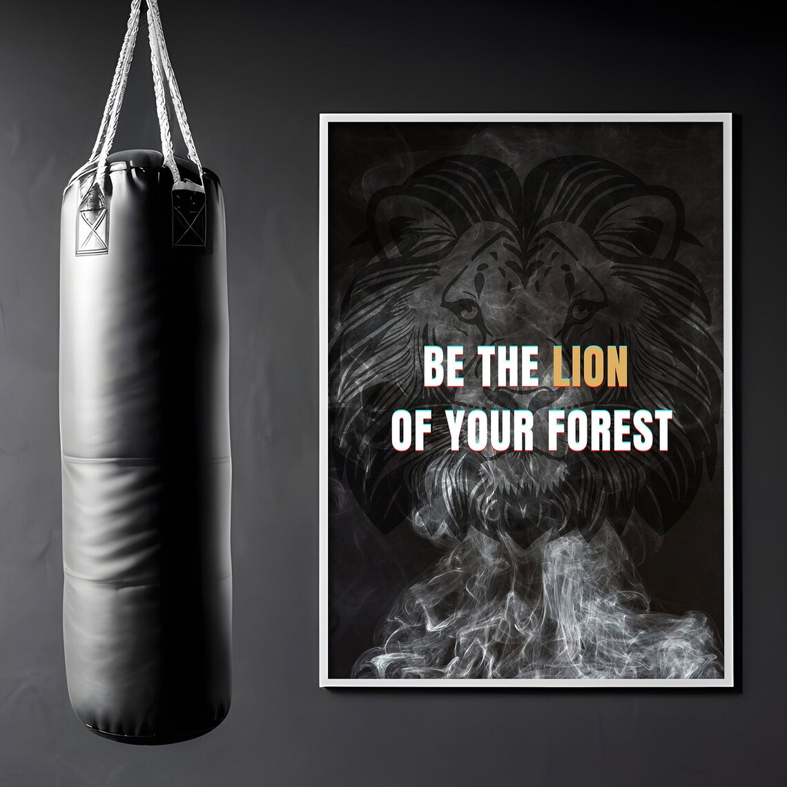 Be The Lion Of Your Forest Smoky Lion Quote Gym Office Poster - Image 3