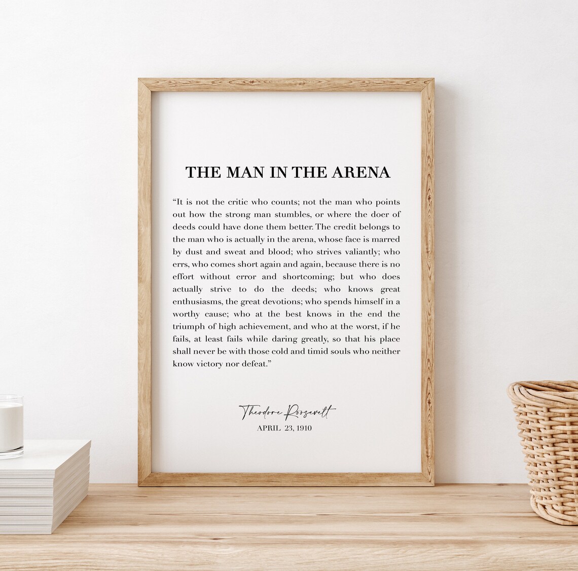 The Man In The Arena Quote, Modern Art Print