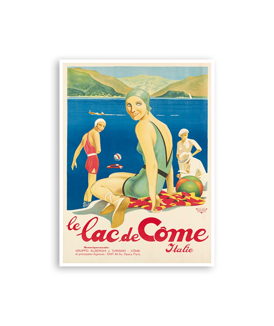 Lake Como Vintage Travel Poster, Italy Art Print