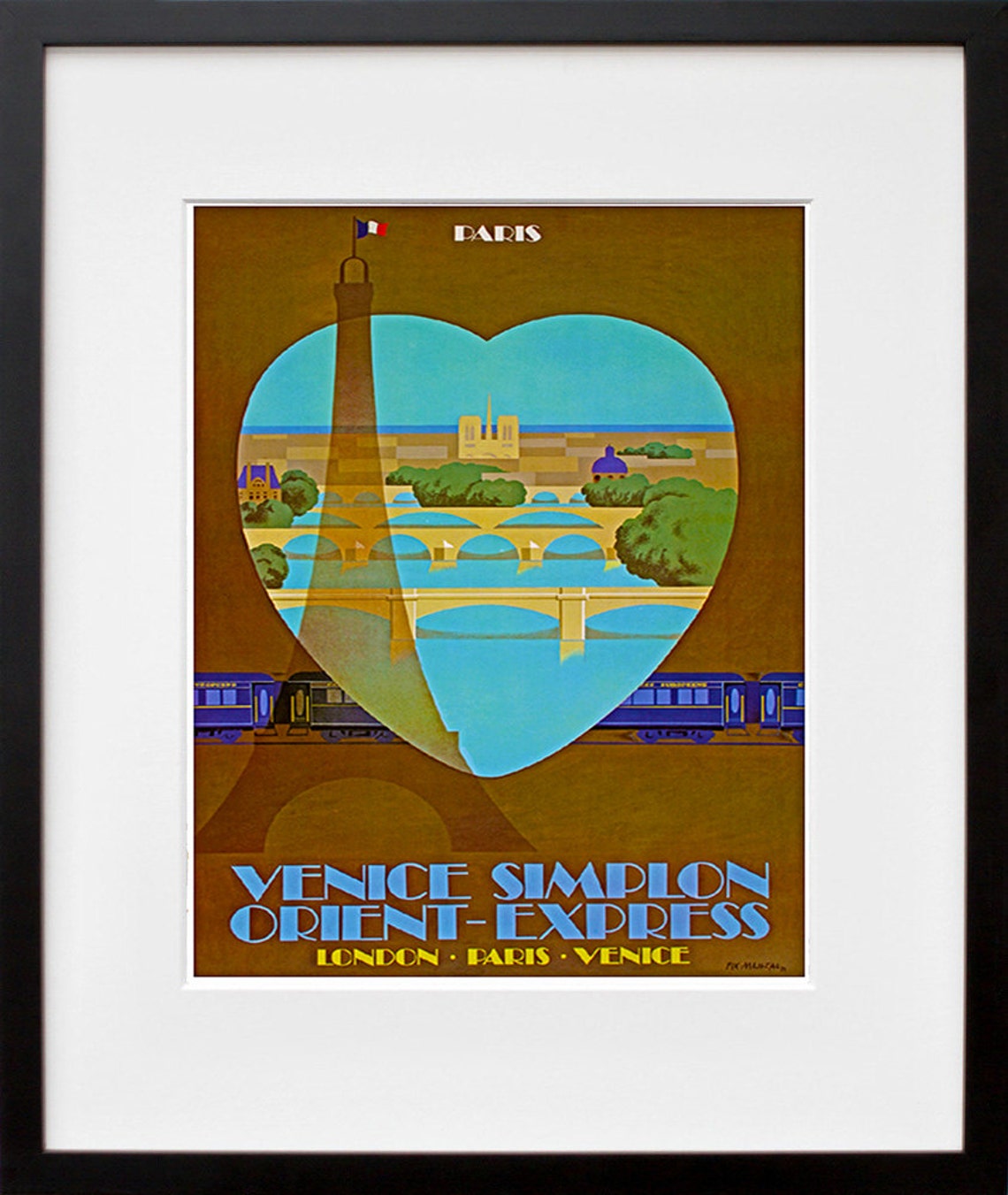 Paris Venice Simplon Orient Express Vintage Travel Poster Heart - Image 2