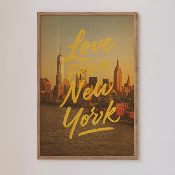 Love From New York Golden Sunset Manhattan Skyline Travel Poster