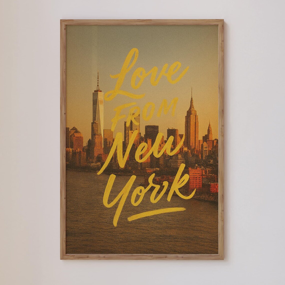 Love From New York Golden Sunset Manhattan Skyline Travel Poster