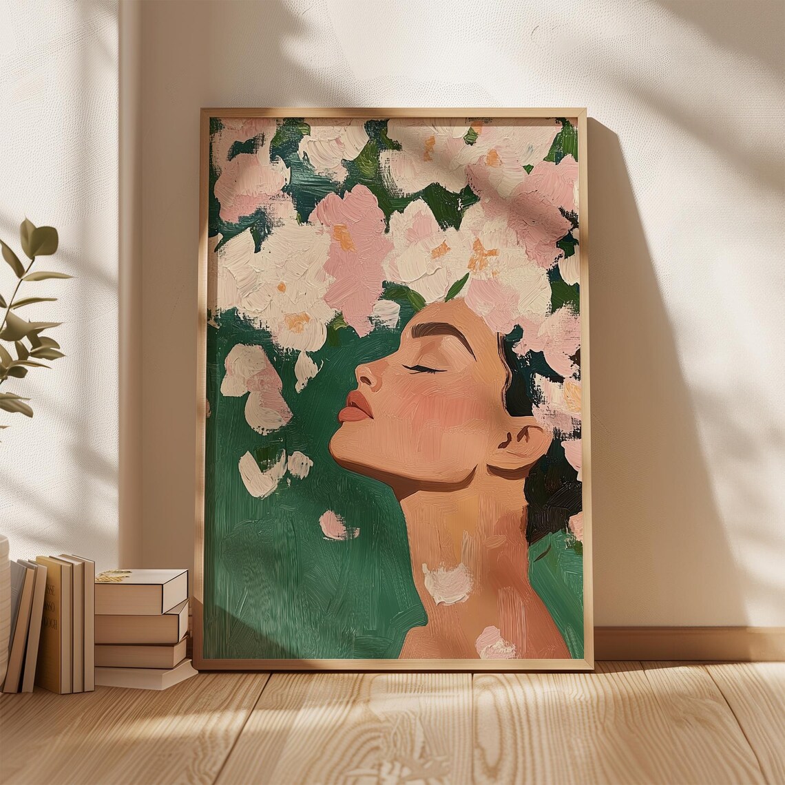 Floral Woman Portrait Abstract Botanical Art Print