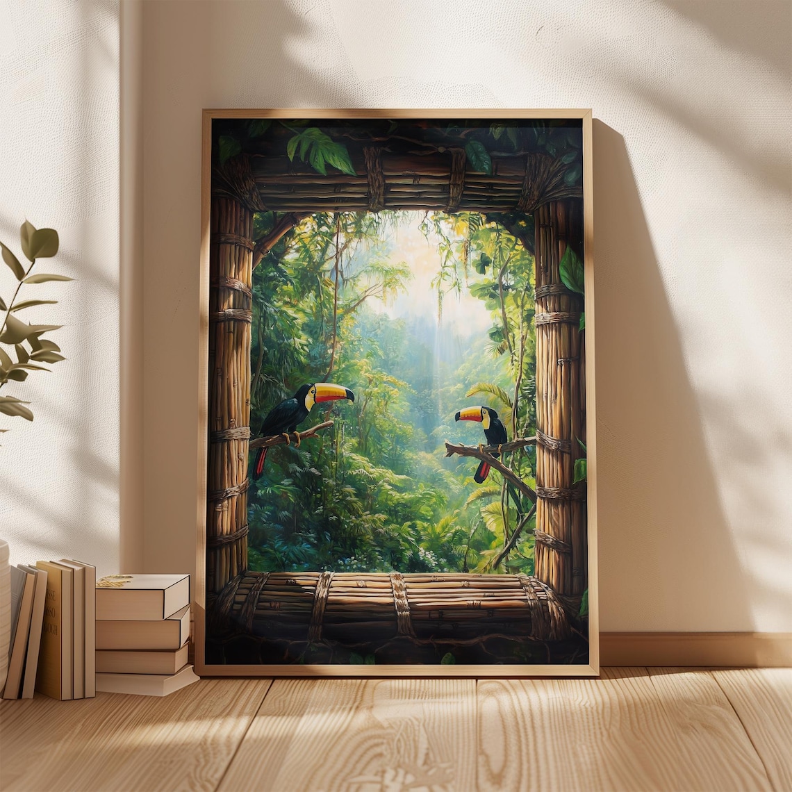 Tropical Jungle Window View Toucan Art Print