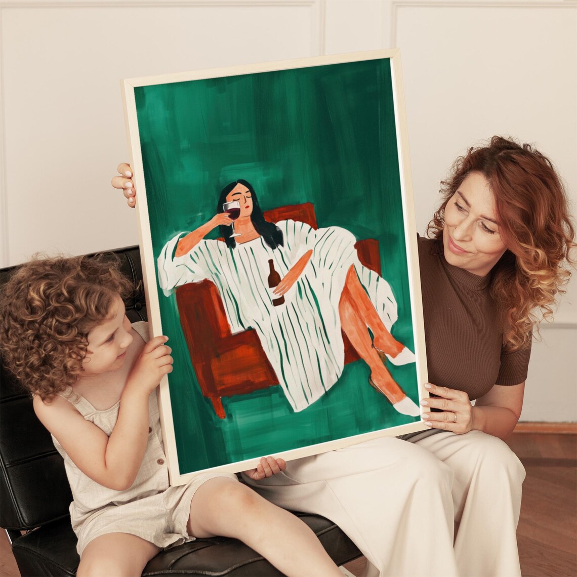 Minimalist Wine Lover Art Print, Modern Abstract Woman - Image 5