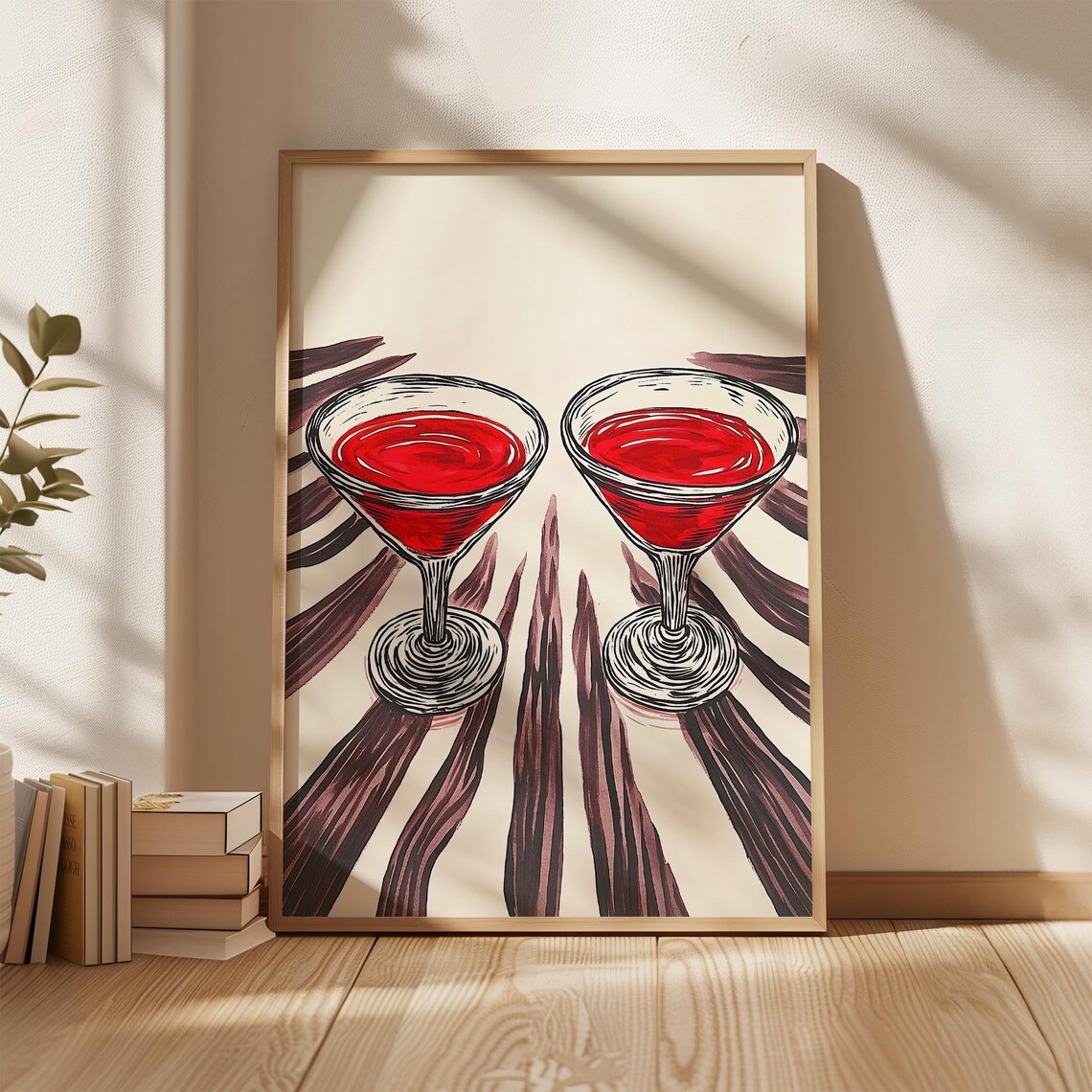 Modern Cocktail Glasses Abstract Pop Art Print - Image 4
