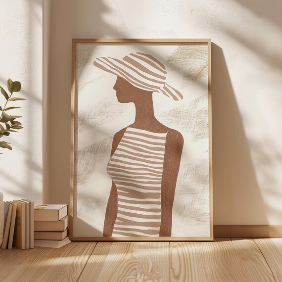 Minimalist Woman In Hat, Abstract Illustration