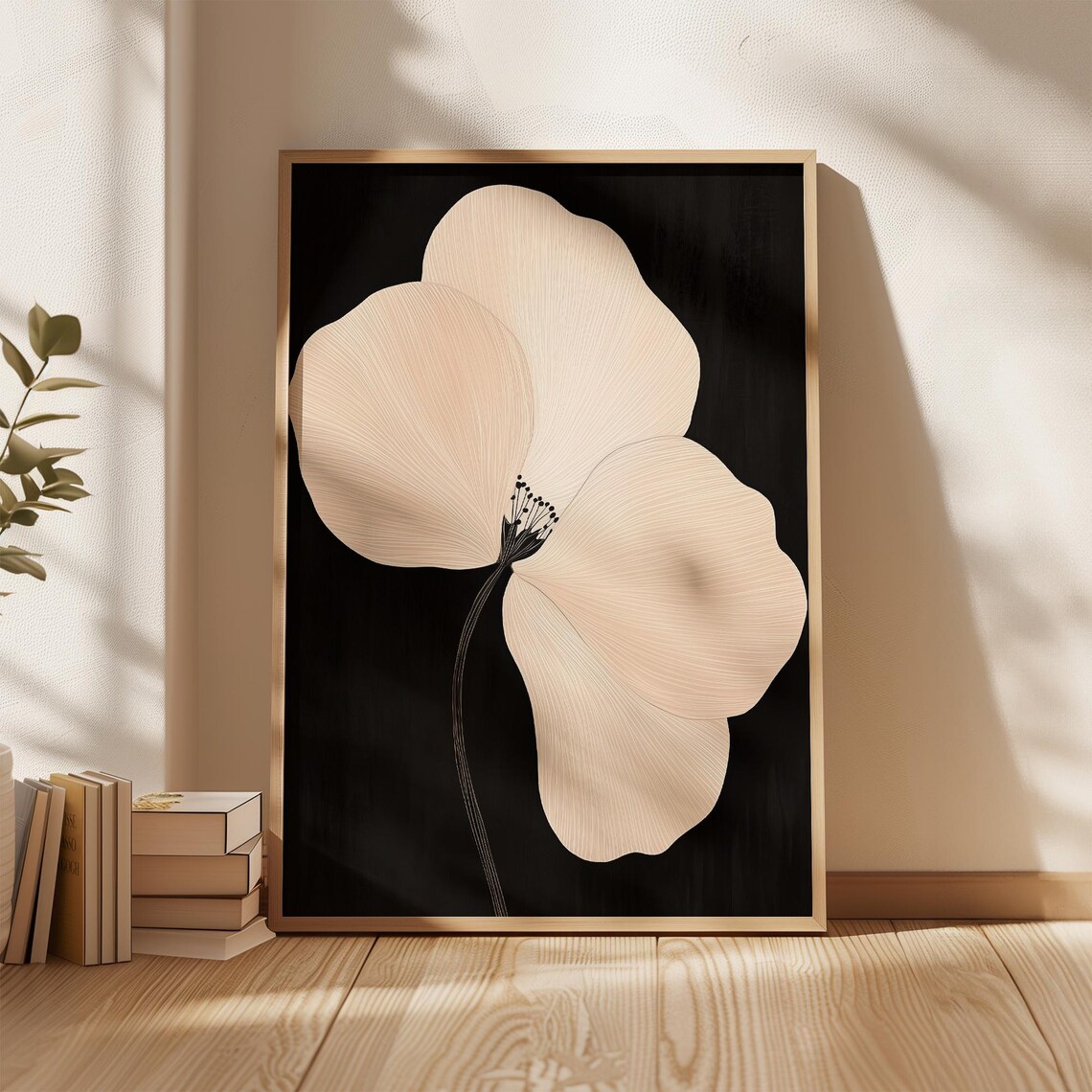 Minimal Line Art Flower Poster, Modern Botanical