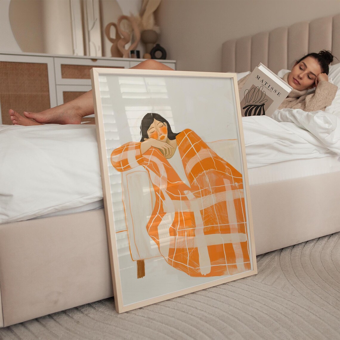 Orange Abstract Woman, Contemporary Minimalist Portrait - Image 2