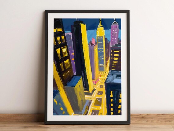 New York Night Skyline Empire State Building City Lights Poster